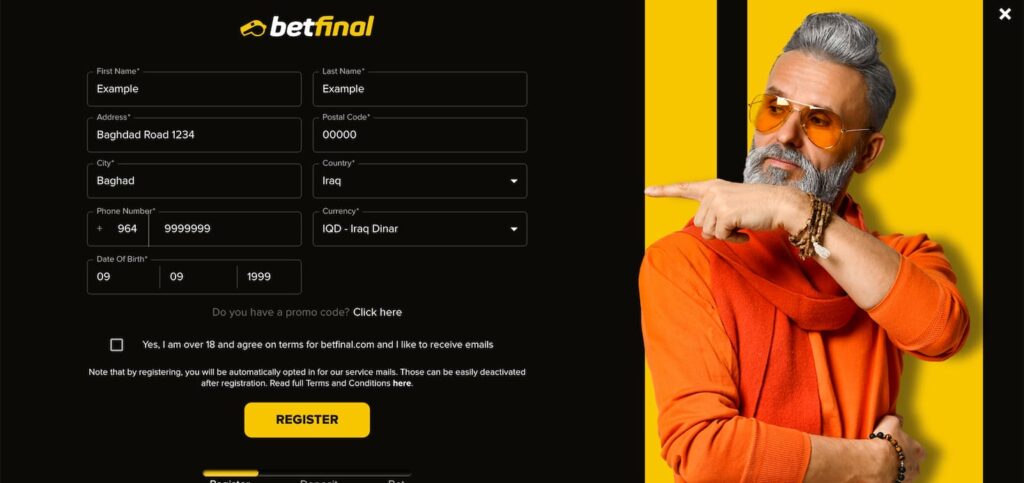 Betfinal Registration Process