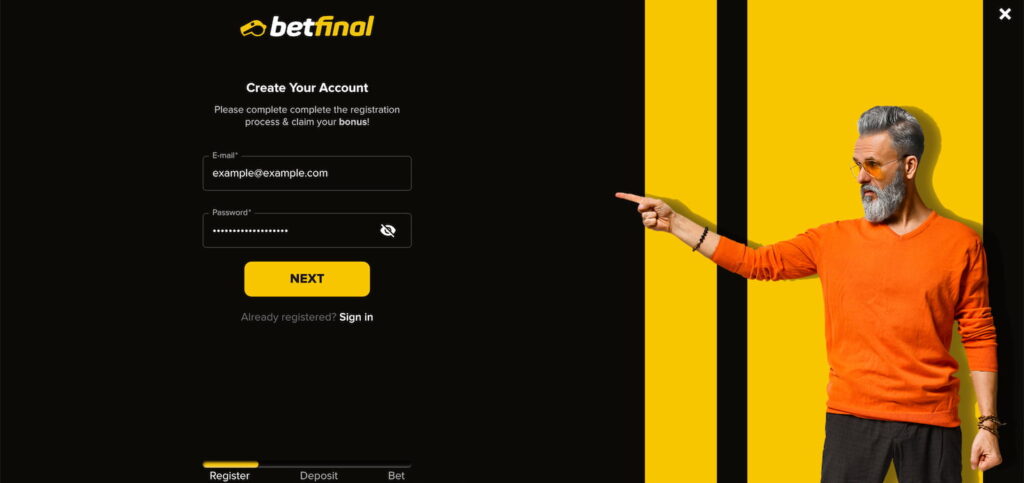 Betfinal Registration Process